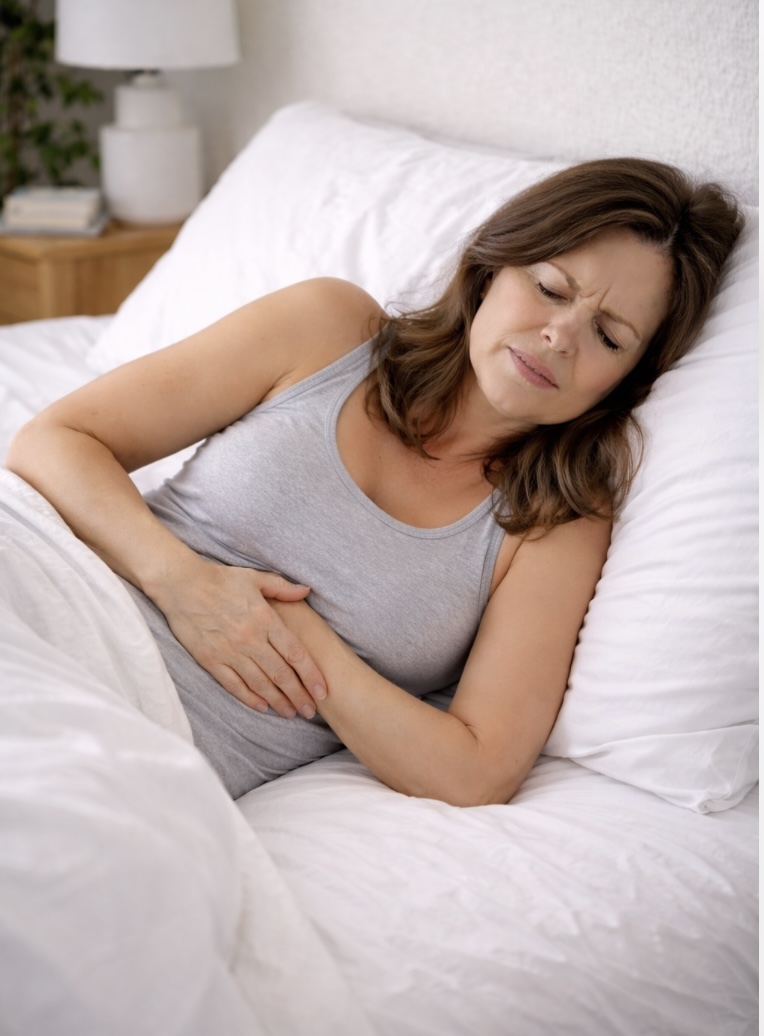 Womain in pain after vaginal tightening