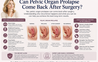 Woman discussing recurrent pelvic organ prolapse after surgery with a urogynecologist while reviewing treatment and revision surgery options.