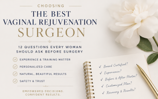Woman consulting with an experienced vaginal rejuvenation surgeon to discuss treatment options, surgical expertise, and expected results.