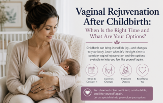 Woman consulting with a vaginal rejuvenation specialist about restoring vaginal support, function, and confidence after childbirth.