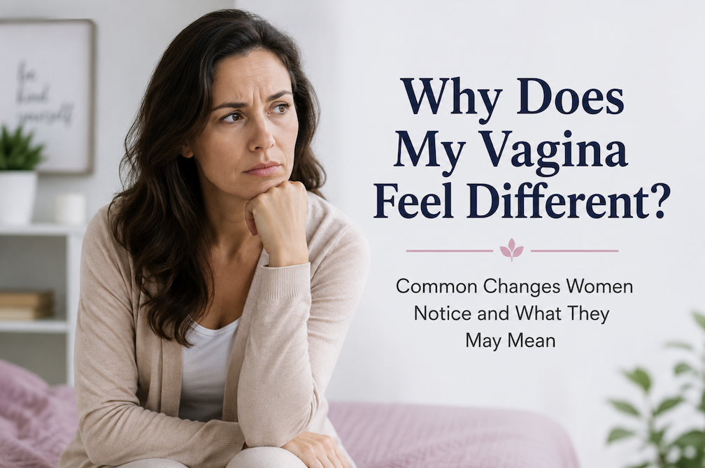 Woman speaking with a urogynecologist about changes in how her vagina feels due to childbirth, menopause, pelvic organ prolapse, or vaginal laxity.