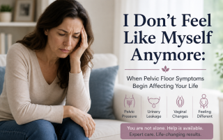 Woman discussing changes in vaginal health, pelvic floor symptoms, and quality of life with a urogynecologist during a consultation.