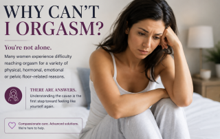 Woman consulting with a urogynecologist or sexual health specialist about difficulty reaching orgasm and changes in sexual function.