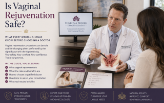 Woman discussing the safety, benefits, and treatment options for vaginal rejuvenation with a fellowship-trained urogynecologist at Miklos & Moore Urogynecology.