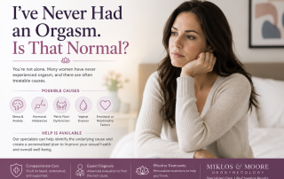 Woman concerned about never having an orgasm while learning about female anorgasmia, common causes, and available treatment options.