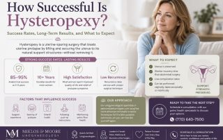 Woman learning about hysteropexy success rates, long-term results, and uterine-sparing prolapse surgery.
