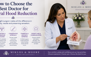 Patient consulting with a doctor about choosing a surgeon for clitoral hood reduction